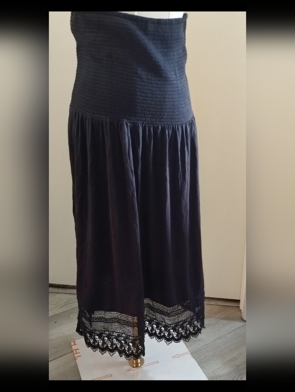 Venus Black Maxi Skirt with Lace Hem - Classic Women's Skirt